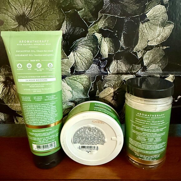 NEW 3-Pc Eucalyptus + Spearmint Body Cream, Body Butter, and Shower Steamers BBW - Picture 3 of 3